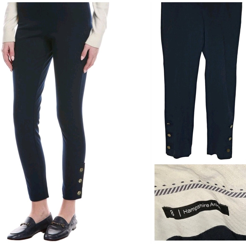 Talbots Hampshire Sailor Ankle Crop Pants Navy Nautical Size 8 32x27 Metallic